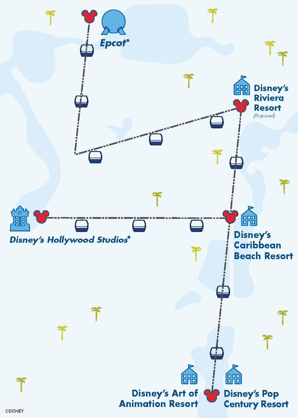 Map of the Disney World Skyliner in Orlando fl