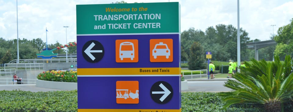 The Welcome Sign at the Entrance to the Disney World Transportation and Ticket Center in Orlando