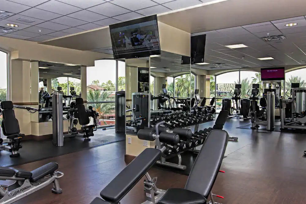 Large Fitness Center with free weights and work-out machines