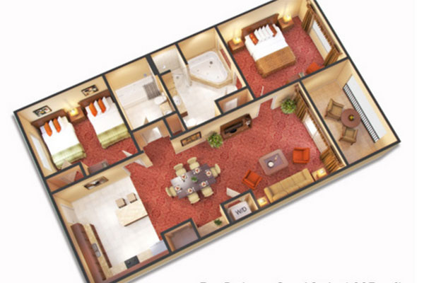 Floorplan of the Floridays Orlando Resort 2 Bedroom Condo