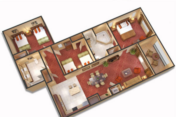 Floorplan of the Floridays Orlando Resort 3 Bedroom Condo