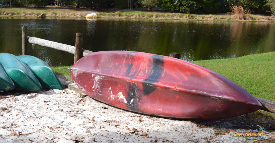 Canoe on its side on the beach at the Disney Fort Wilderness Campground 960
