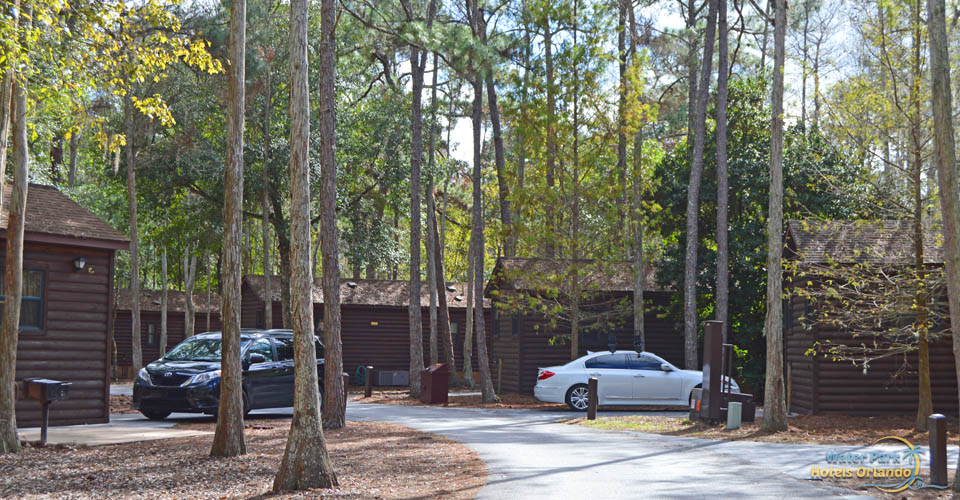 Cars parked at cabins at the Disney Fort Wilderness Campground 960