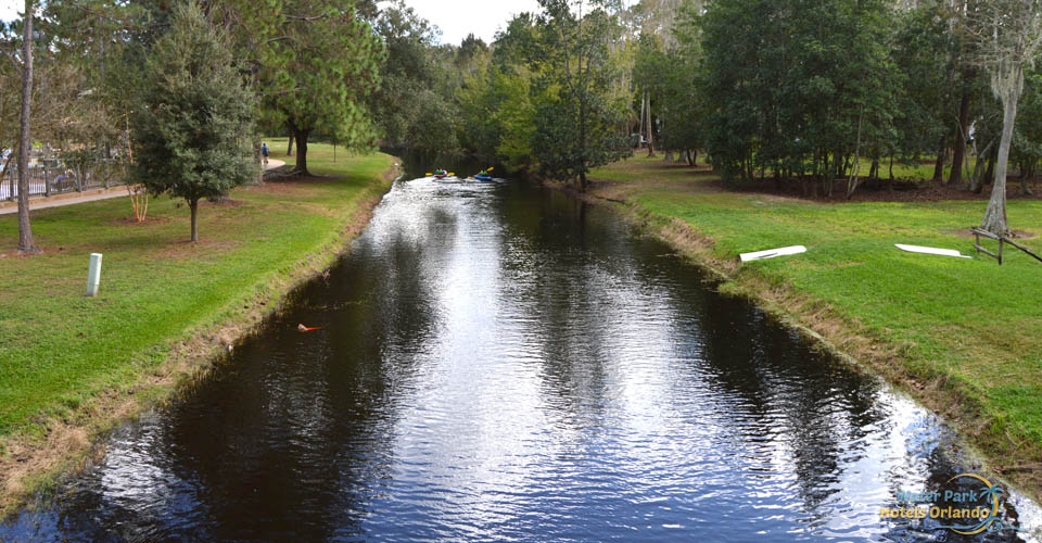 Long stream view of kayakers at the Disney Fort Wilderness Campground 960