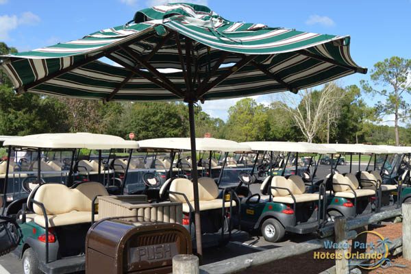 Line of Golf Carts at the Rental area in Disney Fort Wilderness Campground 600