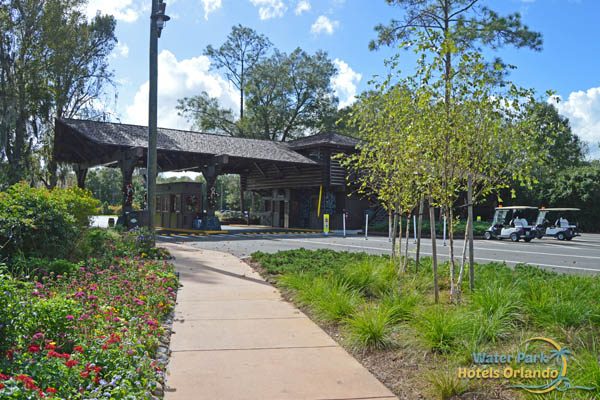 Vehicle check point and entrance to the Fort Wilderness Campground Resort 600