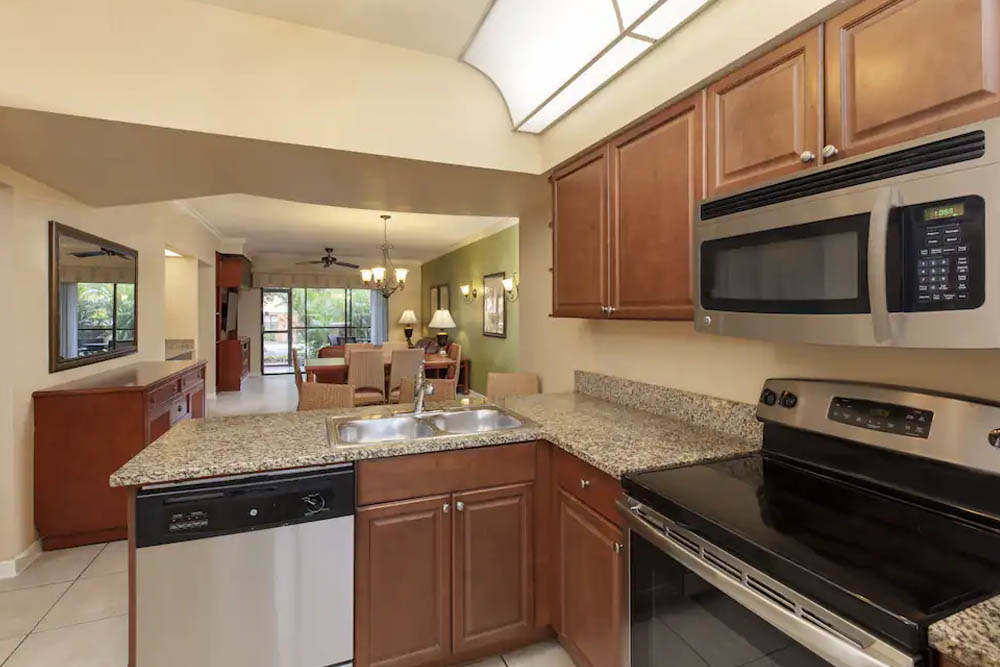 Full kitchen n the 2 Bedroom Villa at the Marketplace at the Westgate Lakes Resort Orlando 1000