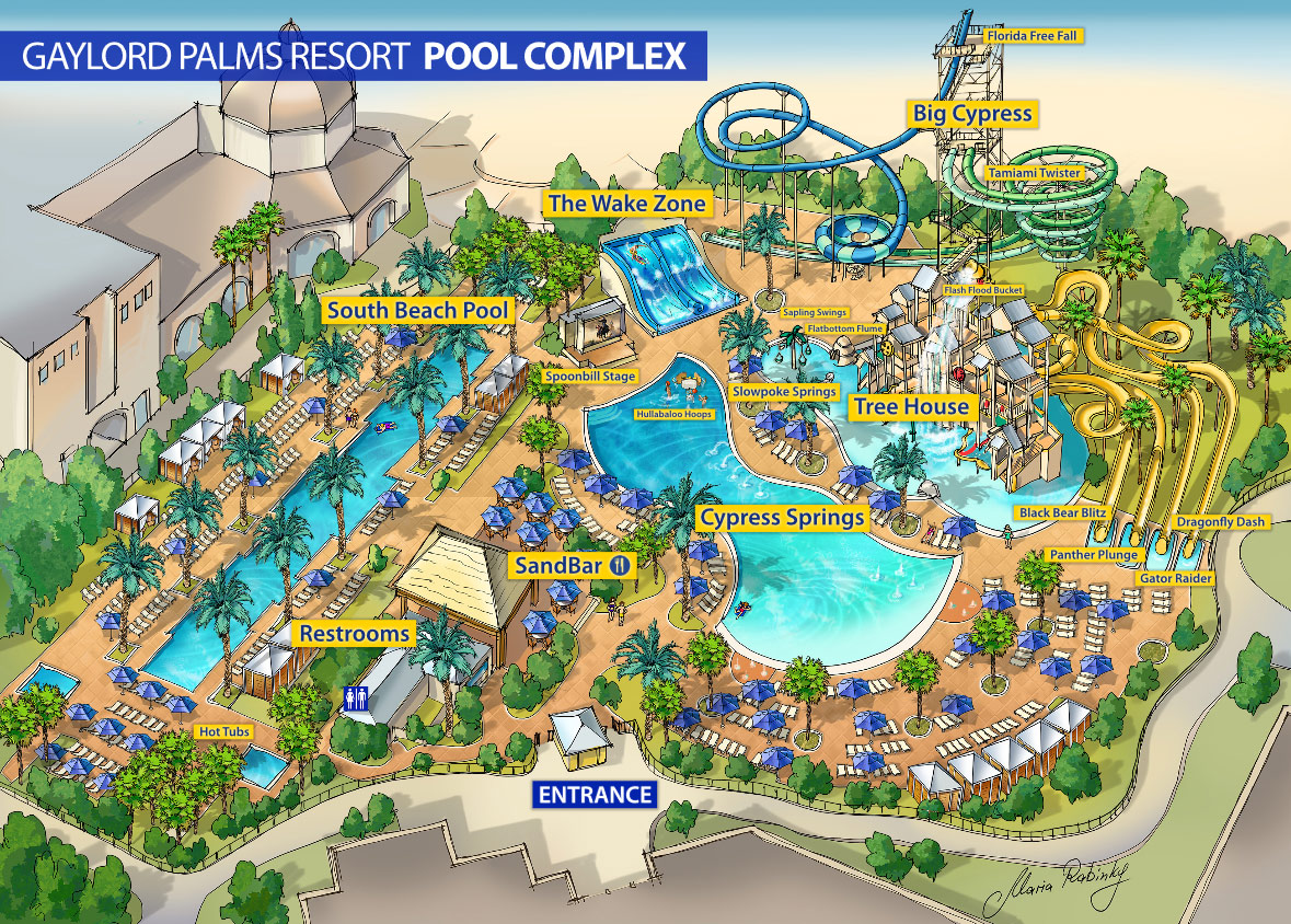 Full width Water Park Map at the Gaylord Palms Resort Orlando