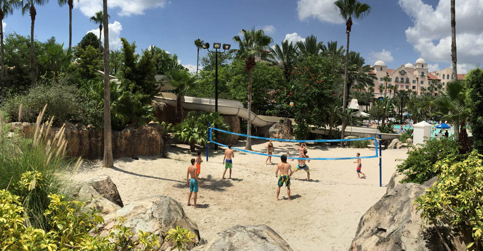 Water Slide in the background of the Beach Volleyball Court at the Hard Rock Hotel in Orlando 960