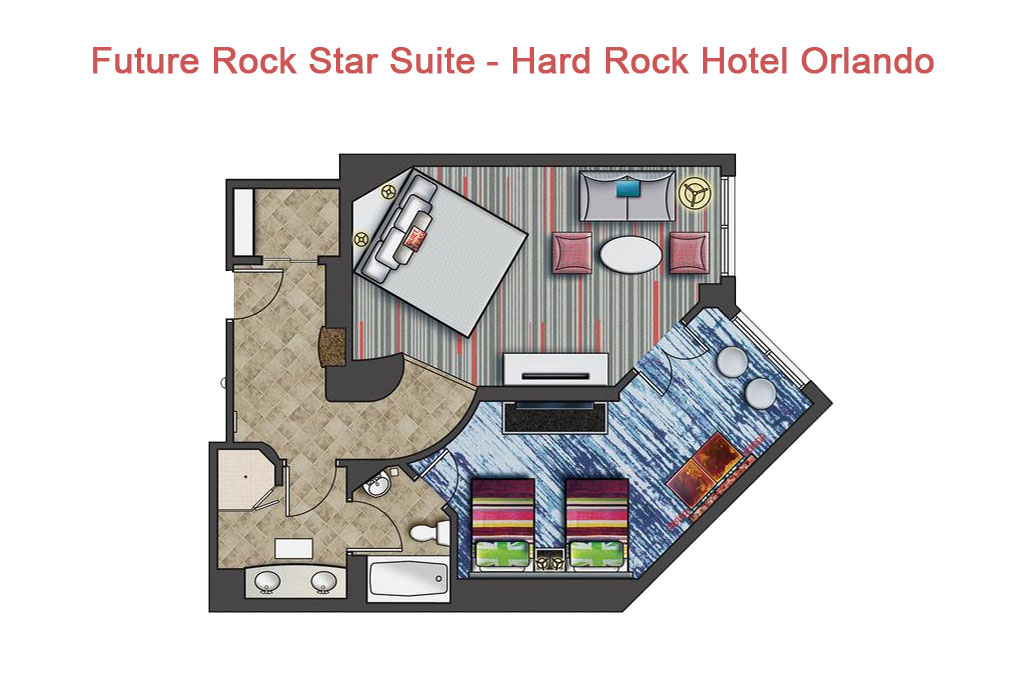 Floorplan of the Future Rock Star Suite at the Hard Rock Hotel in Orlalndo 1024