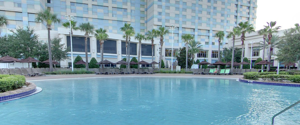 View of the Zero Entry access point to the Pool and Lazy River at the Hilton Orlando at Bonnet Creek