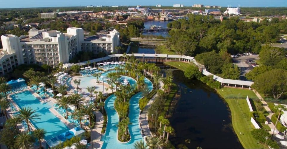 Aerial view of Outdoor Pools Lazy River at Hilton Buena Vista Palace 960