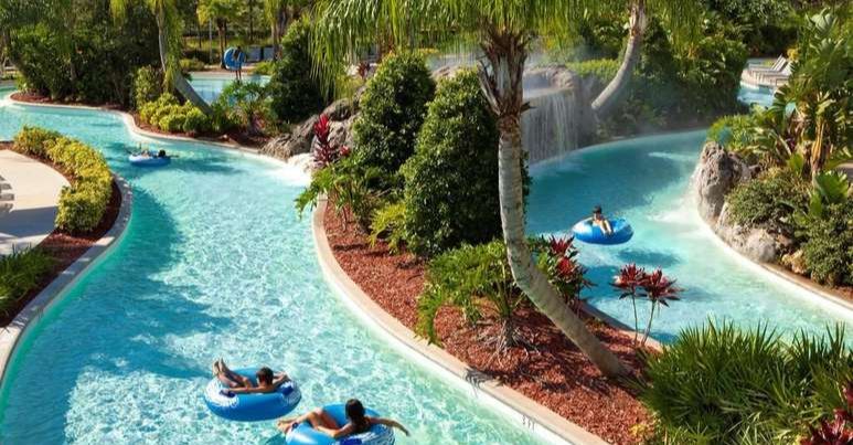 Floating down the lazy river at the Hilton Orlando 960