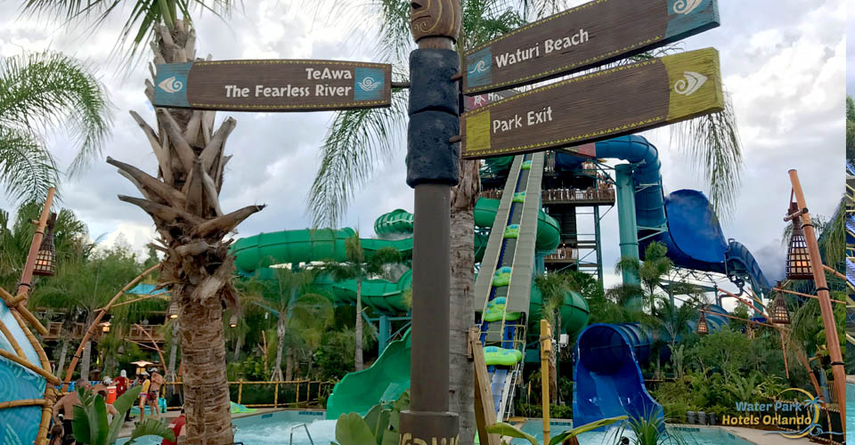 Watching at the bottom of the Honu Ika Moana group water slide at the Volcano Bay Water Park Orlando 960