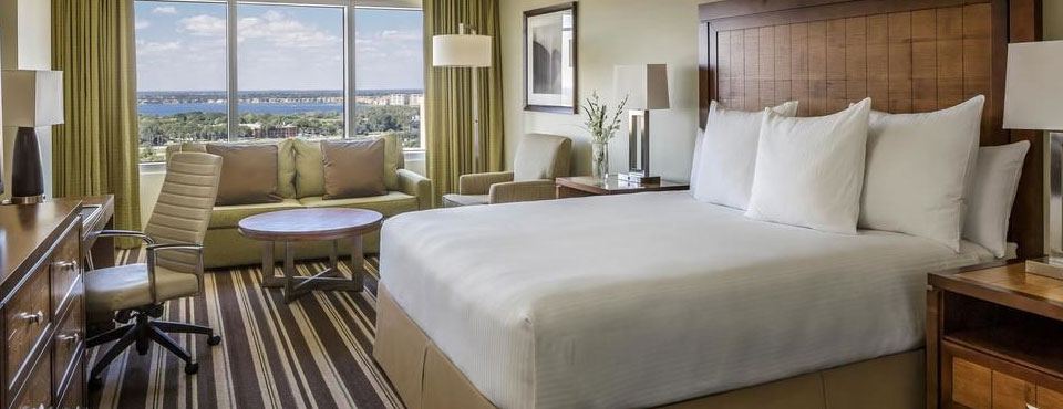 Executive Room with Living spage at the Hyatt Regency Orlando on International Drive in Orlando Fl wide