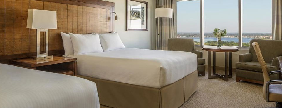 Standard Room with Double Beds and amazing views of the city at the Hyatt Regency Orlando on International Drive in Orlando Fl