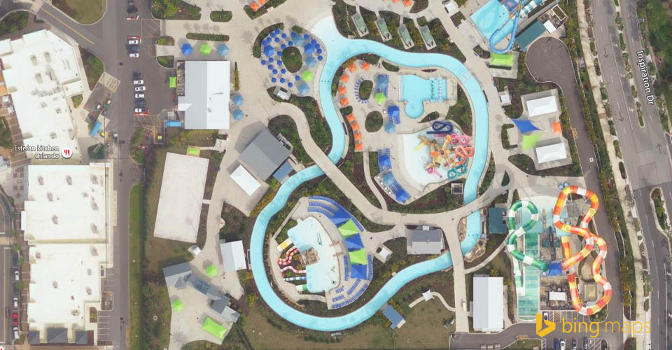 Bing Map Top view of the Chat Creek Lazy River at the Island H2O Live Water Park in Orlando 960