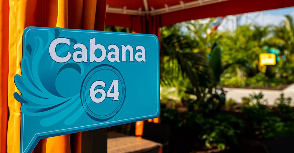 Cabana Sign at one of the cabanas at the Island H2O Live Water Park in Orlando 960
