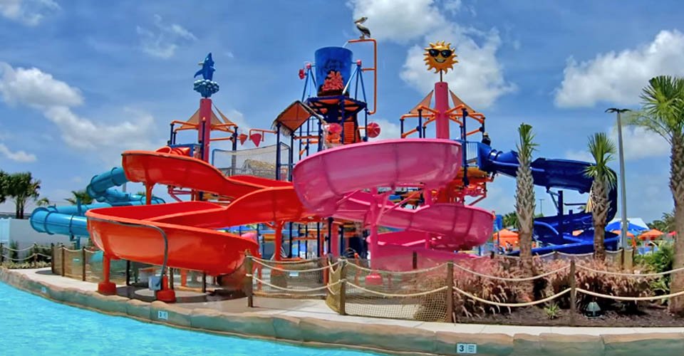 Pelican Paradise water slides for kids by the lazy river at the Island H2O Live Water Park in Orlando 960