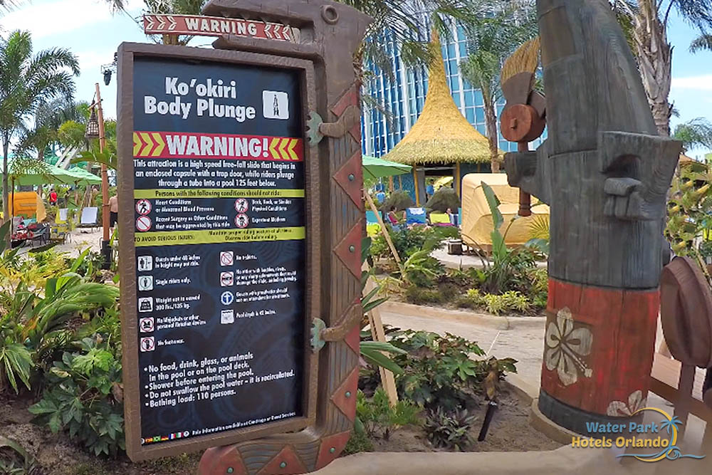 Sign leading to the Kookiri Drop Slide t the Univeral Volcano Bay Water Park 1000