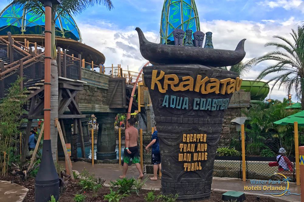 Sign at the entrance to the Krakatau Aqua Coaster at the Univeral Volcano Bay Water Park 1000