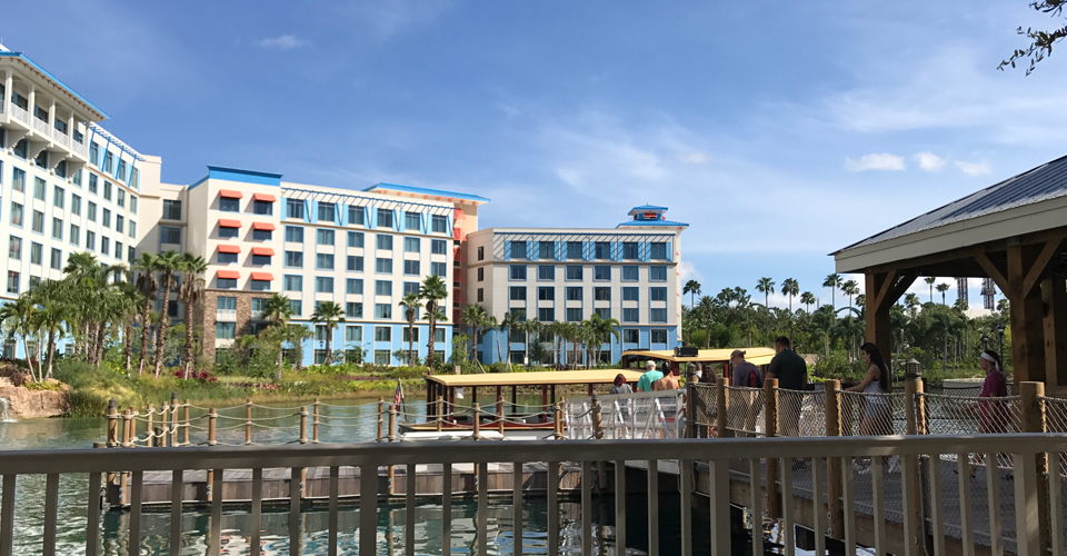 View of the dock with the water taxi picks up at Sapphire Falls Resort in Orlando Fl 960
