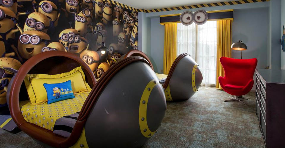 Bomb-style beds in the Minion's Kids Suite at the Loews Portofino Bay Resort in Orlando 960