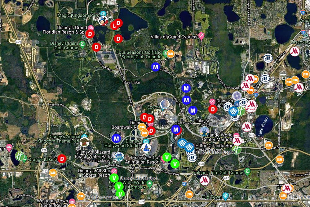 Walt Disney World Resort Map Resorts In Relation To Parks