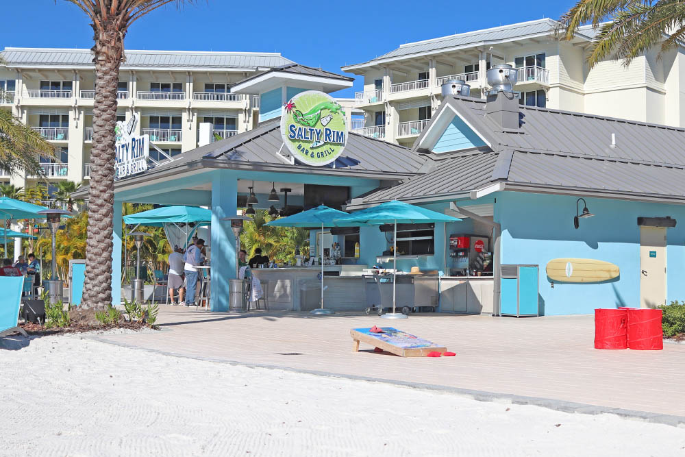Side view of the Salty Rim Bar and Grill at the Fins Up Pool at Margaritaville Resort in Orlando 1000