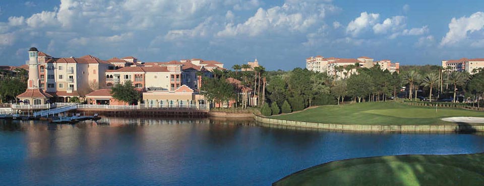 View of the Marriott Grande Vista Resort from the Lake in Orlando Fl 960