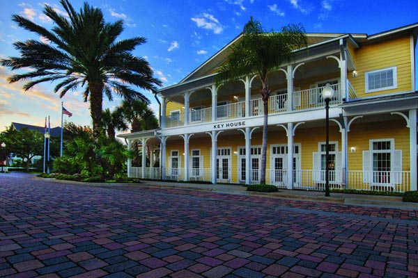 View of the Key House and Brick Streets with Caribbean Touches at the Marriott Harbour Lake Resort in Orlando Fl 600