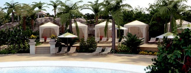 Free Cabanas located around the main pool at the Marriott Lakeshore Reserve