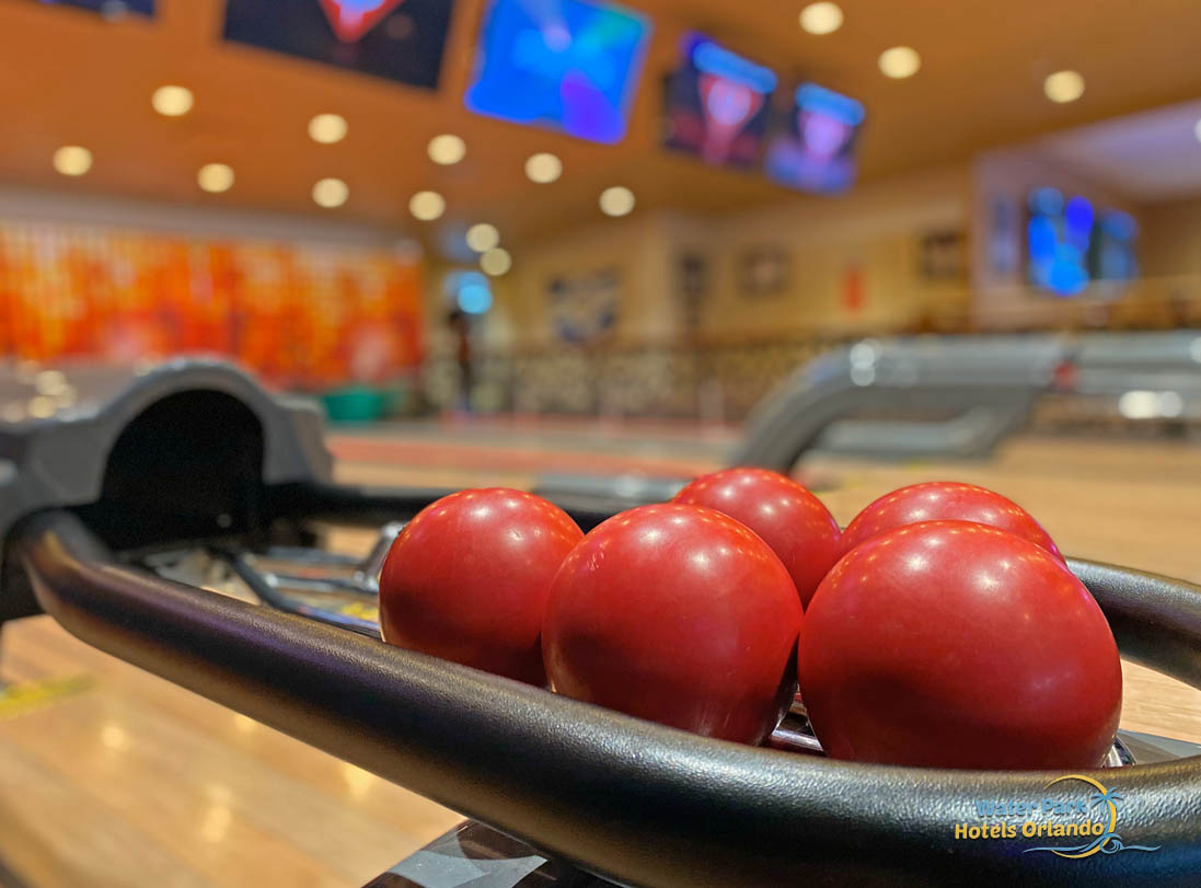 Mini Bowling Balls ready for fun at the Alley in Westgate Lakes Resort 