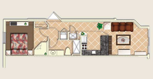 Floorplan of the Mystic Dunes Resort in Orlando 1 Bedroom Standard Villa
