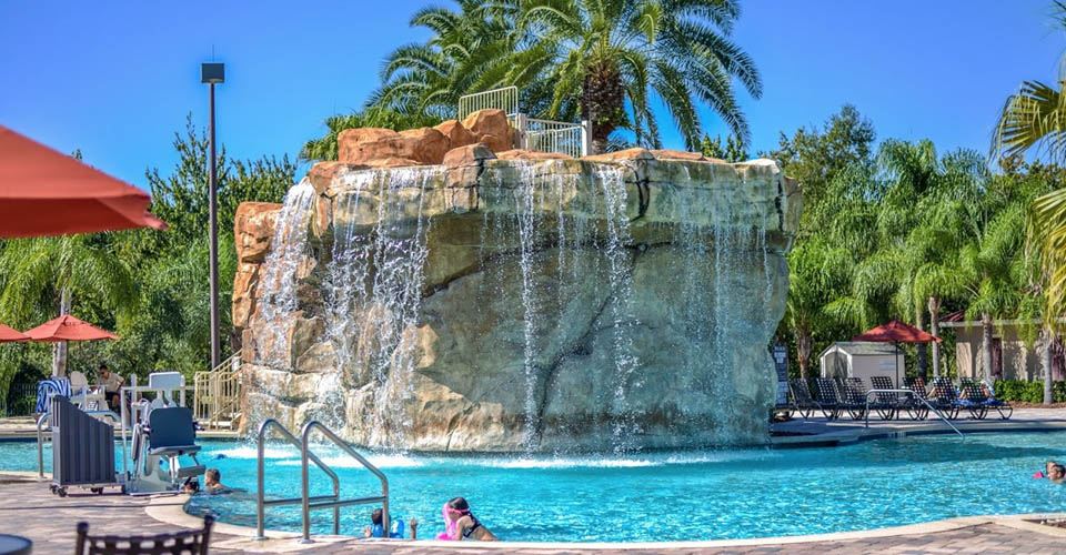 Pool Waterfall feature at Mystic Dunes Resort Orlando 960