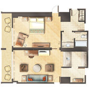 Floorplan of the 1 Bedroom Suite at the Orlando World Center Marriott