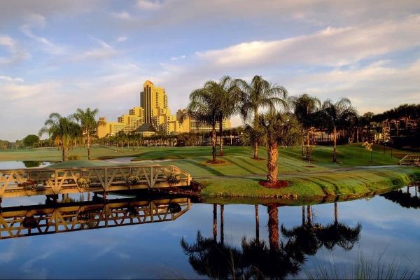 Golf Course with Orlando World Center Marriott Hotel in Background 600