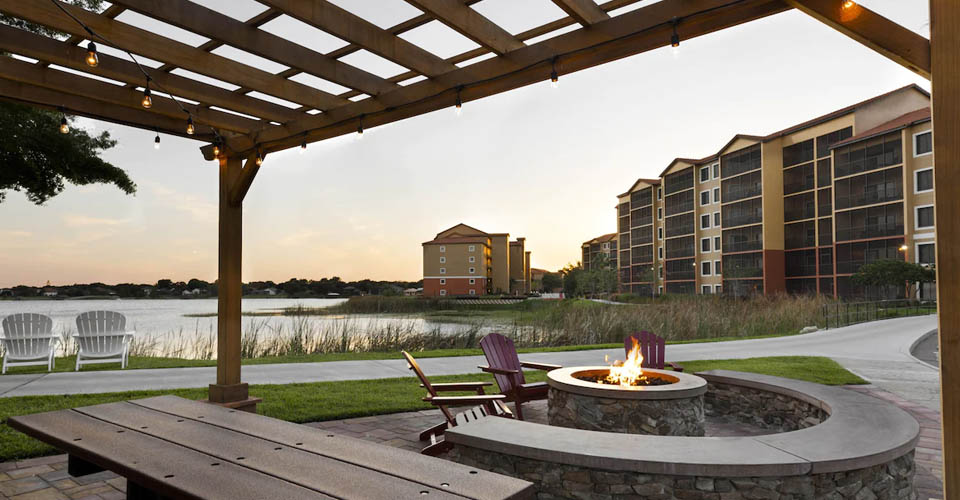Outside space with picnic table and firepit at the Westgate Lakes Resort Orlando 960