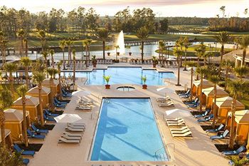 View of the 2 Swimming Pools and Cabanas at the Waldorf Astoria Orlando