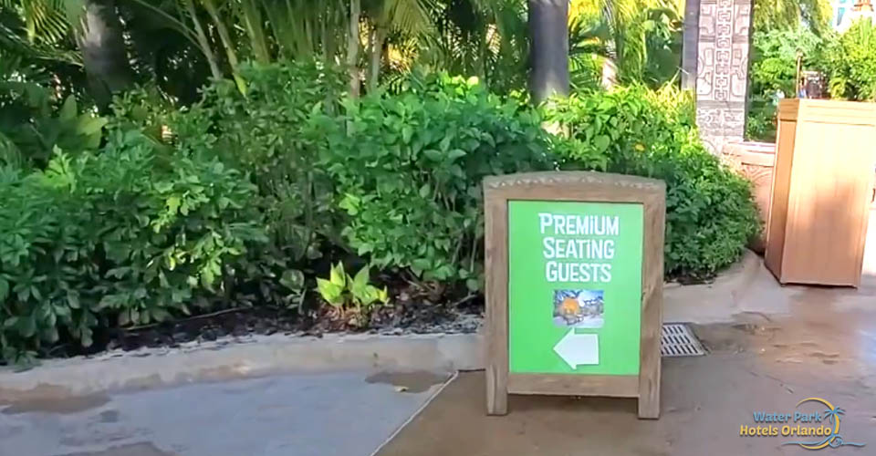 Sign to the Premium Seating at the Volcano Bay Water Park Orlando 960