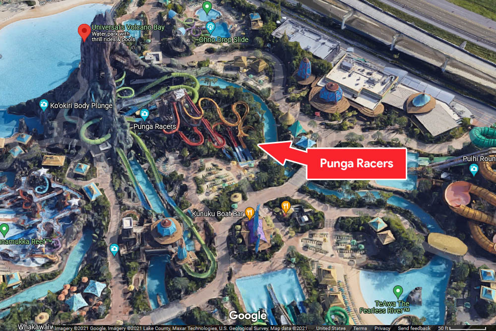 Punga Racers Map and Location at Universal's Volcano Bay Water Park in Orlando
