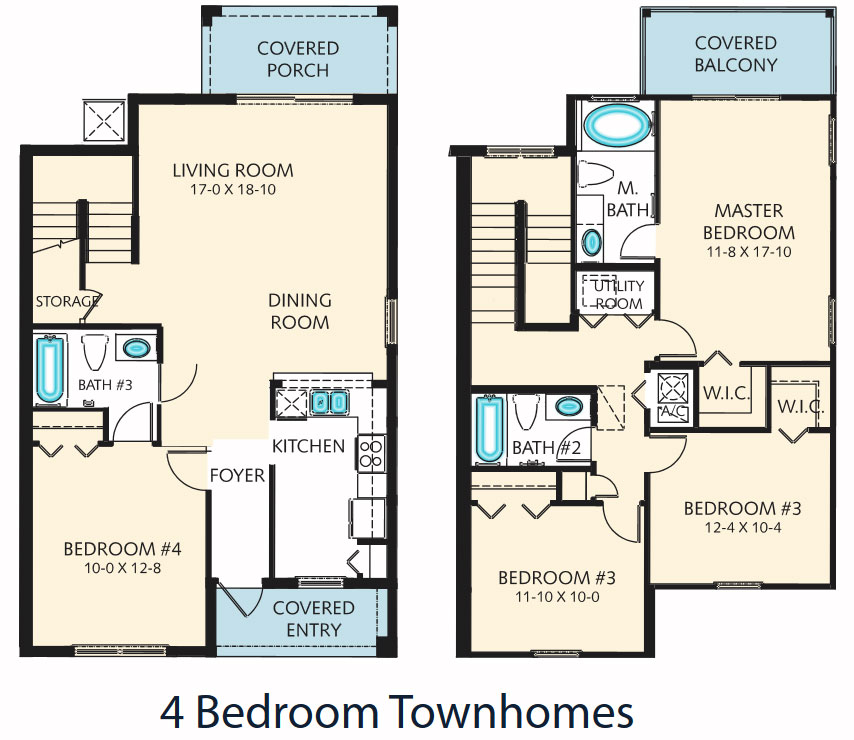 Floorplan of the 4 Bedroom Townhome at the Regal Palms Resort in Orlando Fl