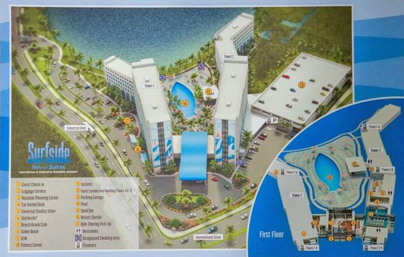 Resort Map at the Universal Endless Summer Resort Surfside Inn and Suites