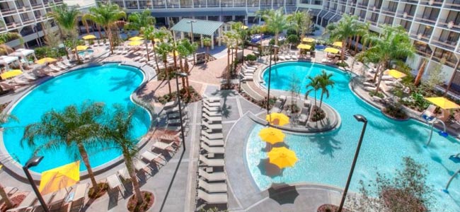 View of the 2 Heated Pools from the Air at the Sheraton Lake Buena Vista Resort in Orlando