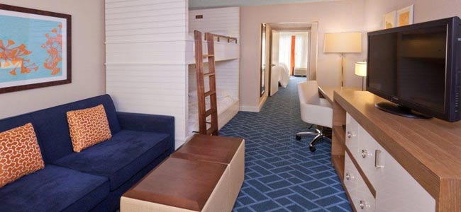 Family fun in a Suite with bunk beds at the Sheraton Lake Buena Vista Resort