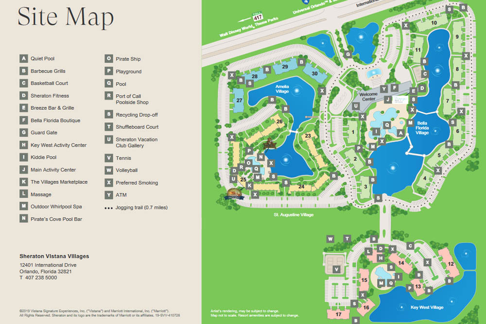 Resort Map of the Full Resort of the Sheraton Vistana Villages Resort