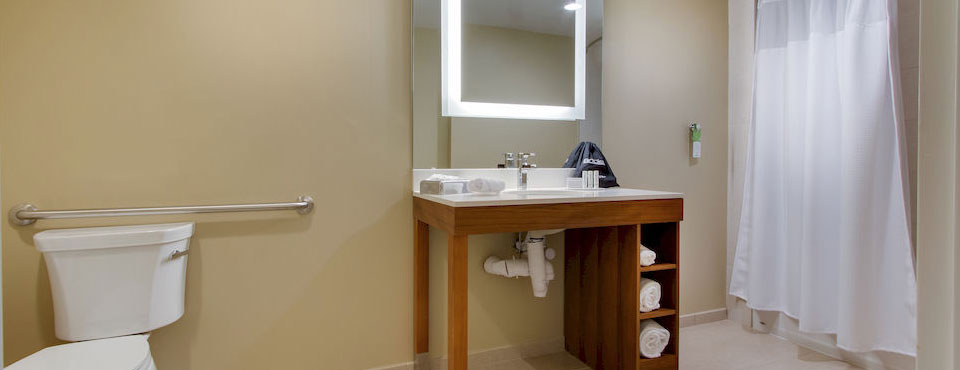 Suite Bathroom with Tub and Shower Unit at the Springhill Suites in Kissimmee Fl