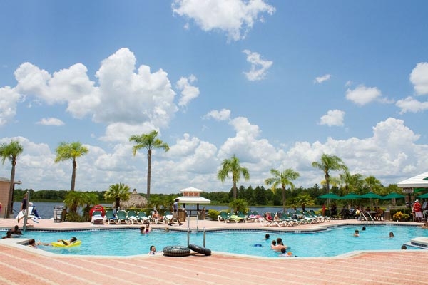 The Clubhouse Pool overlooking the lake and marina at the Summer Bay Resort in Orlando Fl 600