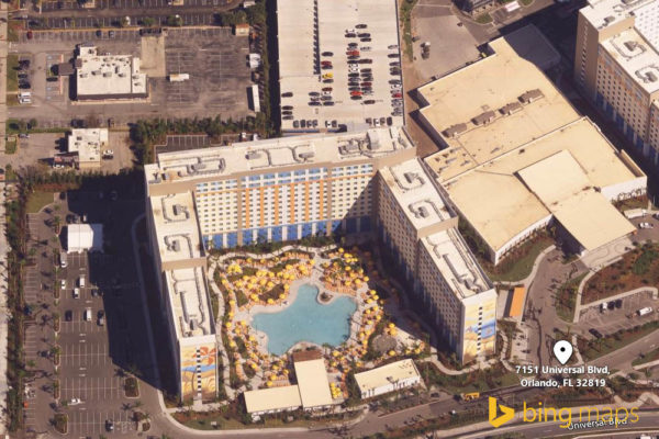Bing Map Birds Eye view of the Universal Endless Summer Resort Dockside Inn and Suites 1000