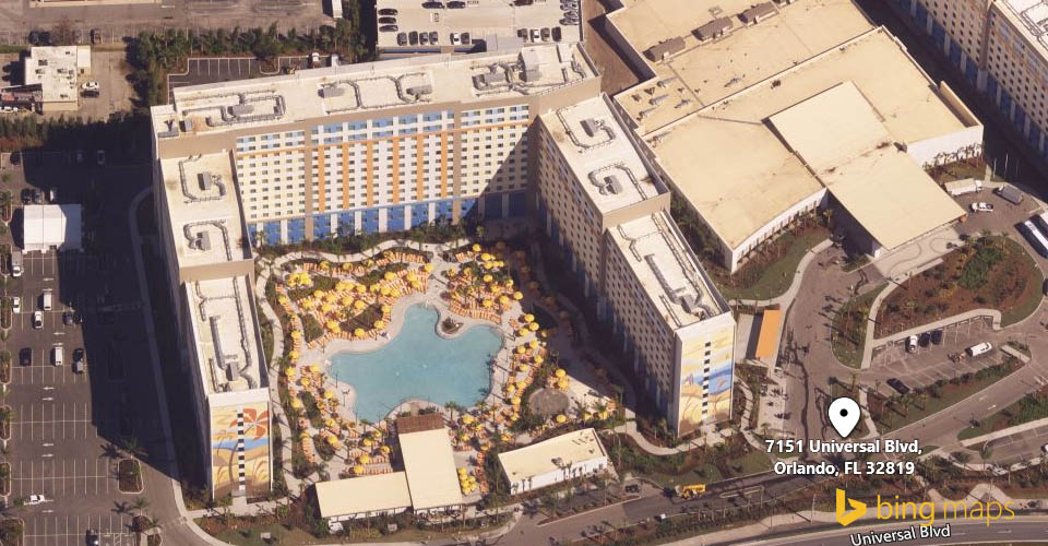 Bing Map Birds Eye view of the Universal Endless Summer Resort Dockside Inn and Suites 960